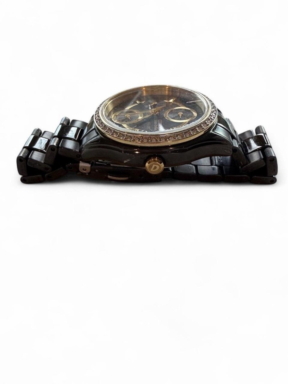 Citizen Eco-Drive POV Crystal Bezel Watch Black Gold - Picture 3 of 9